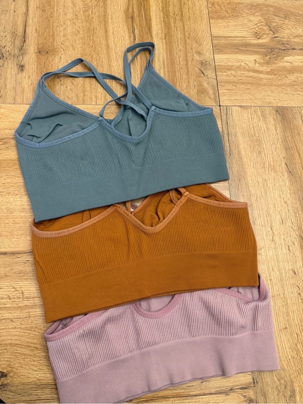Aerie - Bundle of Strappy Bralettes - Teal, Rust, Mauve - Picture 3 of 5